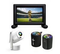 Vidéoprojecteur rechargeable Android 13 + Écran gonflable 100 » + Enceinte Bluetooth 40W divisible