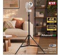 KYF Pack Vidéoprojecteur Rechargeable Portable 4K Android 13 + Trépied téléscopique 210 cm