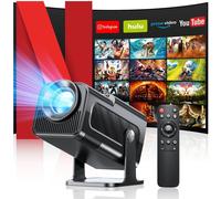 Vidéoprojecteur, Upgraded 4K FHD Mini Projecteur avec WiFi 6 Bluetooth 5.4, Correction Trapézoïdale, Portable Projecteur avec Android 11 et 180 Rotation, Home Cinéma, pour PC/Lap/Stick/HDMI, Noir