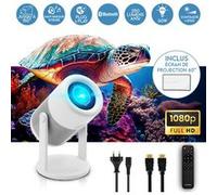 Vidéoprojecteur Vizyo METRONIC 475351 Portable connecté WiFi Bluetooth Haut-Parleur Intégrés pour Jeux Vidéo, Films, Présentation - Puissant Projection jusqu'à 5m avec Télécommande - Blanc