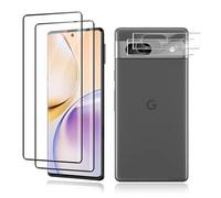 VideoSecu Lot de 2 + 2 films de protection d'écran en verre blindé pour Google Pixel 7A, dureté 9H, protection d'écran HD, sans bulles, résistant à l'huile et aux rayures