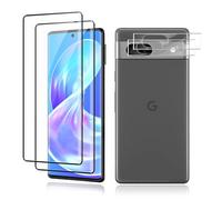 VideoSecu Lot de 2 films de protection d'écran en verre blindé pour Google Pixel 7A + 2 protections d'appareil photo, verre de protection anti-rayures 9H, anti-traces de doigts, haute sensibilité