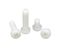 Vides à pouce enrouillées, Vis moletées, vis à tête cylindrique Phillips en nylon, paquet de 50 multicolores, plusieurs tailles(White,50pcs M2x6mm)