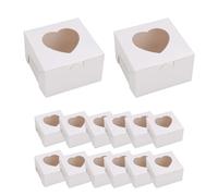VIDETOL 100 Pièces Boite Gateau, 10 x 10 x 6,5 cm Boite a Gateau Carton, Papier Cartonné Blanc Boite Bento Cake pour Cookie, Pâtisserie et Dessert