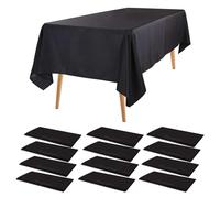 VIDETOL 12 Pièces Nappe Rectangulaire en Plastique, 137 cm X 274 cm, Nappe Noire, Imperméable pour Fête, Anniversaire et Mariage