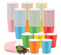VIDETOL 120 Pièces Gobelet Carton 250 ml Multicolore Gobelets en Carton Gobelet Cafe Réutilisables pour Fête, Anniversaire, Mariage, Halloween, Noël
