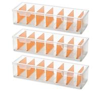 VIDETOL 3 Pièces Boîte Organisateur de Câbles, Boîte de Rangement de Câbles avec Couvercle et 7 Compartiments Réglables, Boîte à Câbles en Plastique, Organisateur de Câbles pour Petits Utensils