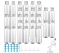VIDETOL 30 Pièces Flacon Voyage, Contenant Voyage 100ml, Rechargeable Flacon Spray Vide, Transparent Kit Voyage avec Entonnoirs et Étiquettes pour Gel Douche, Shampooing, Lotion