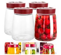VIDETOL 4 PCS Bocaux de Fermentation, 1.4L Verre de Fermentation avec Aération 1 Voie D'aération, Bocaux de Conservation pour Kéfir, Choucroute und Levain