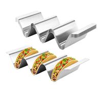 VIDETOL 8 Pièces Supports à Taco en Acier Inoxydable, Supports pour Tacos avec Poignées, Argenté Supports à Tacos pour Taco, Sandwichs, Hot Dogs et Crêpes