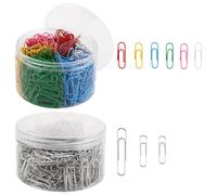 VIDETOL Lot de 1300 trombones argentés (3 tailles) et 600 trombones multicolores en métal pour trier documents, affiches et factures