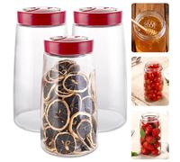 VIDETOL Lot de 3 bocaux de fermentation de 2,2 l avec valve de purge, récipient transparent pour kéfir, choucroute et kimchi