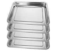 VIDETOL Lot de 4 grandes plaques de cuisson rectangulaires professionnelles en acier inoxydable, saines et non toxiques, faciles à nettoyer et passent au lave-vaisselle, 40 x 30 x 4,8 cm