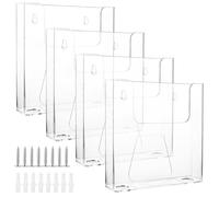 VIDETOL Lot de 4 supports muraux A5 pour prospectus - Transparent - Avec vis - Tube d'extension pour menu, catalogues, dépliants