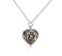 VIDI Bijou funéraire pour animal domestique avec pendentif urne funéraire en forme de singe aux grands yeux pour chien, chat, femme, cadeau souvenir pour la perte d'un ami à fourrure bien-aimé