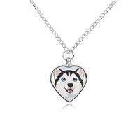 VIDI Bijou funéraire pour cendres d'animaux de compagnie, husky de Sibérie, collier avec pendentif urne funéraire pour chien, chat, femme, cadeau souvenir pour la perte d'un ami à fourrure bien-aimé