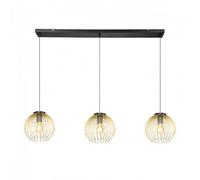 VIDI Fiore Di Luce | Plafonnier Suspension Moderne Doré & Noir 77x23.5x150 cm | 3 Lumières E27, Hauteur Réglable | Luminaire pour Cuisine, Salon, Chambre