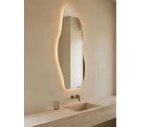 VIDI Home Arila LED Bathroom Mirror - Asymmetric Organic Mirror 140 x 45 cm with Anti-Fog and 3 Light Colours - Modern Wall Mirror for Bathroom