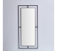 VIDI Home Elyse - Grand Rectangulaire - Noir avec Grille - Miroir Industriel Style Verrière pour Salon, Chambre & Décoration Murale Moderne (XL)