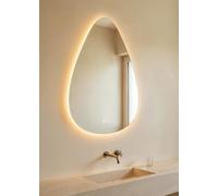 VIDI Home Melin Miroir de Salle de Bain LED 80 × 60 cm - Forme Goutte Organique - 3 Couleurs de Lumière - Fonction Anti-Buée