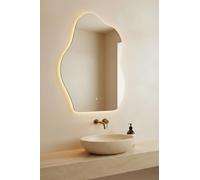 VIDI Home Serin LED Salle de Bain 80×60 cm - Forme Organique Asymétrique avec Éclairage & Anti-Buée - Miroir Lumineux 3 Couleurs, Élément Mural Moderne pour Maquillage et Décoration