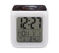 VIDI Réveil numérique avec 7 couleurs changeantes, affichage LED intelligent, horloge de bureau pour les gros dormeurs, petit réveil de chevet avec affichage de la date et de la température