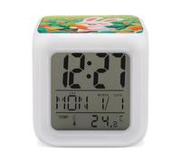 VIDI Réveil numérique intelligent avec veilleuse à 7 couleurs changeantes - Affichage LED Lapin et Carotte Horloge de bureau pour les grands dormeurs, petit réveil de chevet avec affichage de la date