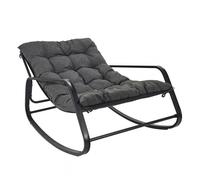 VIDIA - Fauteuil à Bascule Anthracite avec Coussin Capitonné