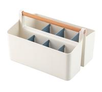 Vidifor Grand panier portable avec poignée, organiseur de rangement en plastique avec compartiments réglables pour fournitures de maquillage, couture, crayons de couleur, bleu