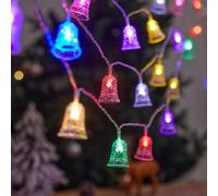 Vidillo Guirlande lumineuse de Noël,Guirlande de cloches de Noël,Guirlandes lumineuses de Noël en forme de bonbons,décorations de Chambre à Coucher,20 LED alimentées par piles (Cloches-3.0m)