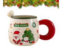 Vidillo Mugs et tasses à café de Noël 500ml Mug en céramique Mug à thé et café de Noël avec couvercle Tasse à thé durable Tasse à lait Tasse à café pour femmes Femme Maman Sa grand-mère Fille (Rouge)