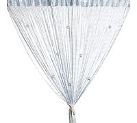 Vidillo Rideau de Porte, Argent décorative Rideau à Cordes 100x200cm Panneau Mural Fenêtre Porte Salle de Frange, ideau de Porte à Fils, moustiquaire, divise-pc, Mariage de Noël Chambre (Perle-Gris)