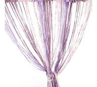 Vidillo Rideau de Porte, Panneau Mural à Franges pour fenêtre, séparateur de pièce, pour Maison, terrasse, Chambre à Coucher, Ruban décoratif à Pompons pour Mariage, café (Violet Clair, Rose Clair)
