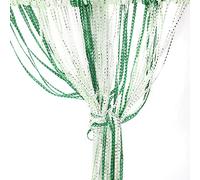 Vidillo Rideau de Porte, Panneau Mural à Franges pour fenêtre, séparateur de pièce, pour Maison, terrasse, Chambre à Coucher, Ruban décoratif à Pompons pour Mariage, café (Vert foncé/Blanc Clair)