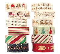 Vidillo Washi Tape Noël Washi Masking Tape Adhésif Ruban adhésif décoratifs Papier Tape pour journal Scrapbooking Artisanat de bricolage Fournitures de fête de bureau emballage de cadeaux (12)