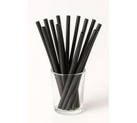 Vidoelettronica Lot de 50 pailles en papier, 20 cm, diamètre 6 mm, biodégradables, noires, pour cocktail, 50 Count