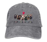 VIDOJI Casquette Baseball Horreur Amis Halloween Casquette Baseball Hommes Chapeaux Femmes Protection visière Snapback Saw Horreur Film Caps Cadeau d’Anniversaire Parfait
