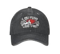 VIDOJI Casquette de Baseball Classic Casual Diablo Speedshop Casquettes de Baseball bruyantes et Rapides Mr.Horsepower Chapeaux en Denim en détresse Vintage Outdoor Summer Snapback Cap Cadeau Parfait