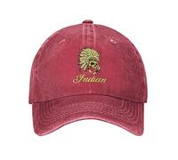 VIDOJI Casquette de Baseball Classic Casual Indian Skull Casquette de Baseball Vintage Coton en détresse Indian Motorcycles Snapback Cap Outdoor Running Golf Chapeaux réglables Cadeau Parfait