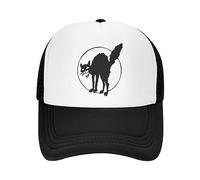VIDOJI Casquette de Baseball Classique anarchiste Noir Chat Trucker Chapeau pour Hommes Femmes personnalisé réglable Unisexe Casquette de Baseball été Parfait Cadeau de Vacances