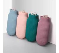 Vidonergy Bouillotte en silicone 550 ml, passe au micro-ondes et au réfrigérateur pour le chauffage et le refroidissement, anti-fuite, avec bouchon à vis, large ouverture pour un remplissage facile