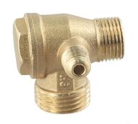 Vidonergy Clapet anti-retour en laiton pour compresseur d'air - Vanne de coupure filetée mâle à 3 ports pour outils pneumatiques et systèmes d'air d'atelier, finition or, 20 x 16 x 10 mm/(20 x 16 x 10