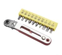 Vidonergy Clé à cliquet à tête coudée avec mécanisme à 16 dents, poignée à double entraînement décalé à 90° pour embouts et douilles hexagonaux de 6,35 mm, acier au chrome vanadium, design compact de