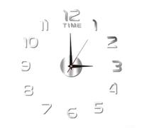 Vidonergy Grande horloge murale 3D moderne sans cadre pour la maison, le bureau, la décoration de magasin, acrylique et pour mousse EVA, 40 cm de diamètre, assemblage à faire soi-même (argenté)