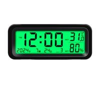 Vidonergy Horloge numérique pour tableau de bord de voiture avec affichage de l'humidité, énergie solaire, rétroéclairage automatique, format 12/24 heures, bleu rouge