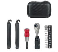 Vidonergy Jeu de tournevis à cliquet avec démonte-pneus et boîte de rangement - Kit de réparation multifonction pour vélo, automobile et utilisation générale d'outils à main - Acier (SKU)