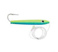 Vidonergy Leurre de thon en cèdre gréé, appât à la traîne en bois coulé pour poissons de mer - 15,5 cm, 74,5 g, cèdre véritable et options colorées, appât bâton coulant pour thon (bleu)