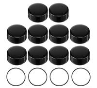 Vidonergy Lot de 10 fontaines de volaille de rechange pour fontaines à volaille Miller PPF3 PPF5 PPF7, couvercles noirs de 2,6 cm et kit de 4 joints toriques pour pièces d'abreuvoir Farm-Tuff de 9,5 à