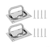 Vidonergy Lot de 2 tirettes de trappe de bateau en acier inoxydable pour poignée à anneau pour casier de cabine marine, acier inoxydable 304 avec polissage miroir, lot de 2 avec vis pour armoire de
