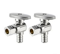 Vidonergy Lot de 2 valves d'arrêt d'angle 1/2" PEX-B X 3/8" - Valve d'arrêt d'eau en laiton robuste pour toilettes, éviers et rondelles - Facile à utiliser